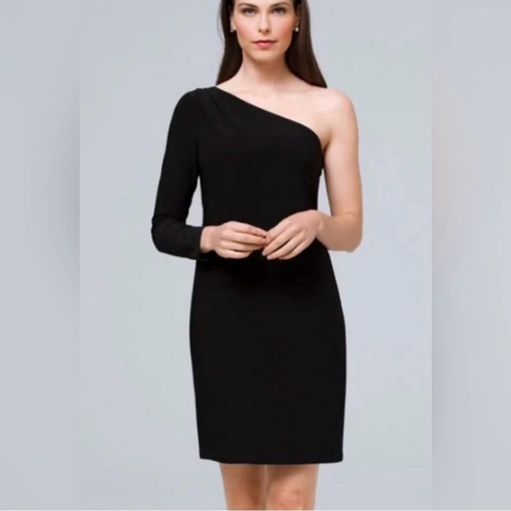 White House Black Market One-Shoulder Black Dress
